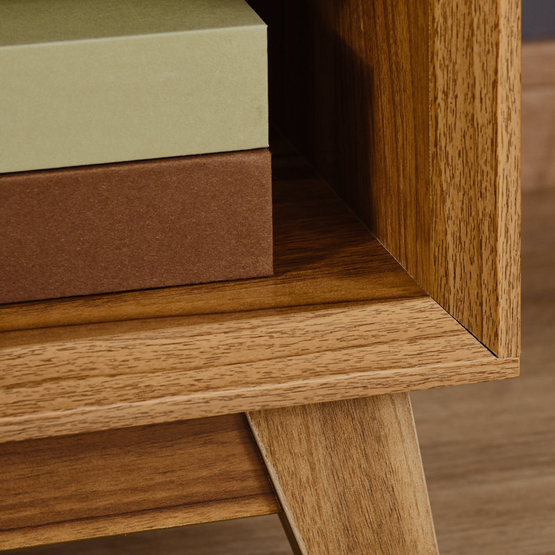Table de chevet moderne Corrigan Studio®, table de bout de salon, table d'appoint avec tiroir et tablette, brun noyer