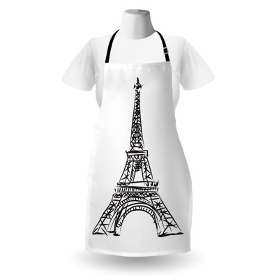 Tablier East Urban Home Tour Eiffel unisexe célèbre tour européenne taille adulte gris anthracite et blanc