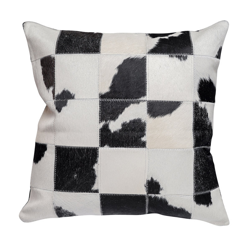 Animal Print Leather/Suede Reversible Throw Pillow