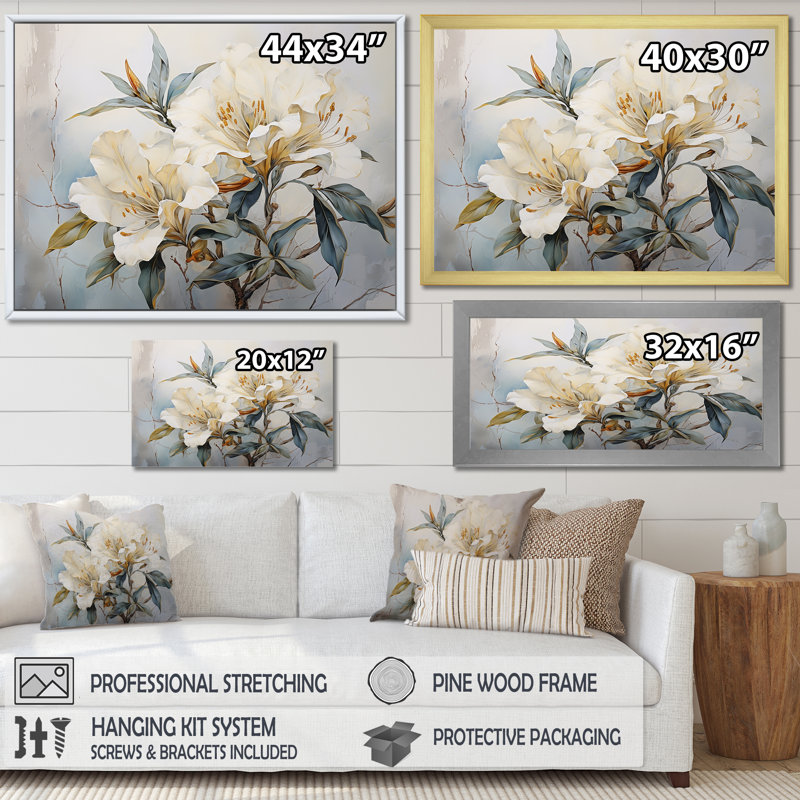 «Graceful Unembellished Rhododendron II», art mural sur toile Rhododendron, H 12 po x l 20 po x P 1 po, Toile tendue