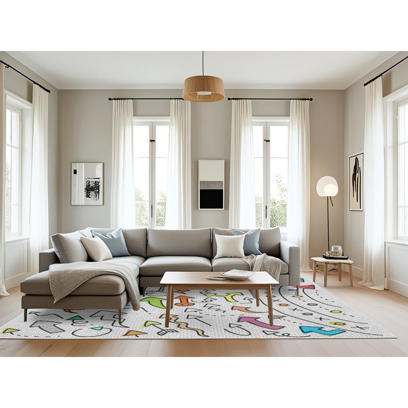 Dart Machine Woven Wool Rug, Rectangle 8' x 10'