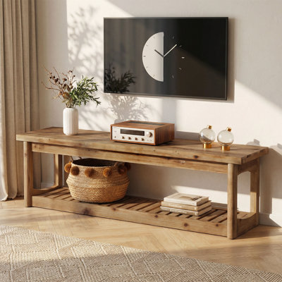 Meuble télé en bois avec rangement ouvert
