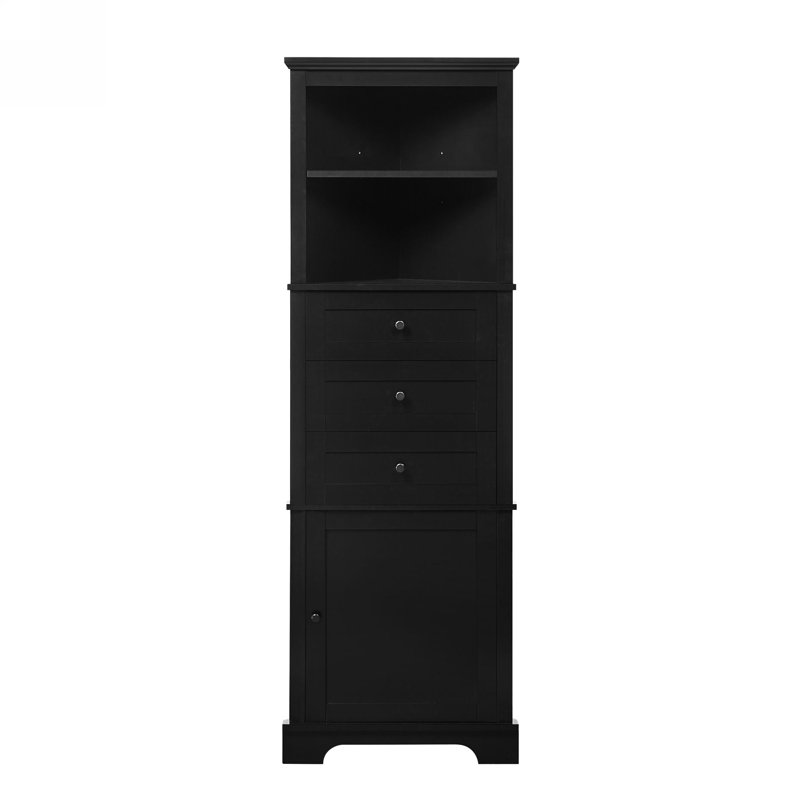 Black Triangle Cabinet For Daily Life - 3 Drawers, Adjustable Shelves , Water-, Metal Handles Storage With Durability Elegant
