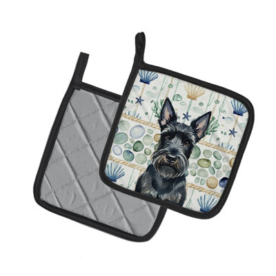 Paire de poignées en verre Scottish Terrier