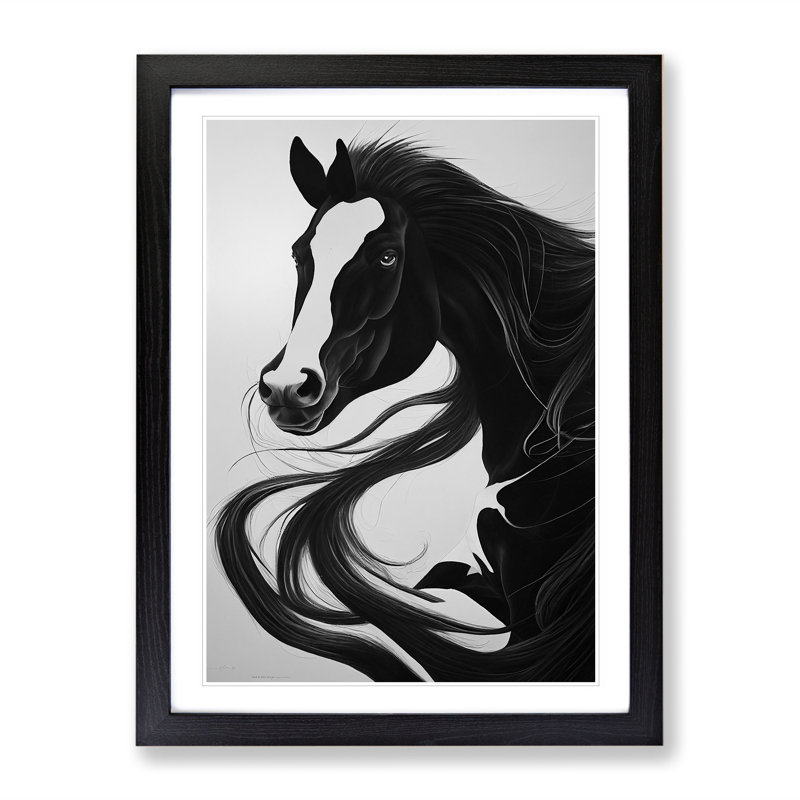Monochrome Horse - Framed Print, Black, 64cm H x 46cm W x 2cm D
