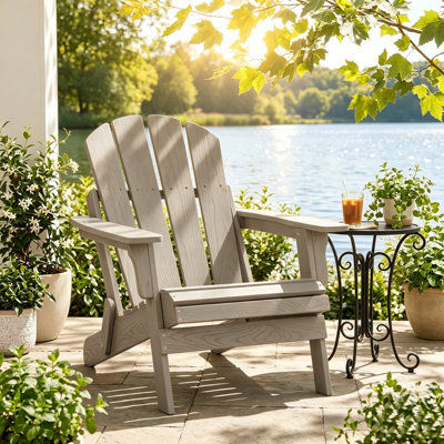 Chaise Adirondack surdimensionnée en bois gaufré avec dossier et siège préassemblés pour patio