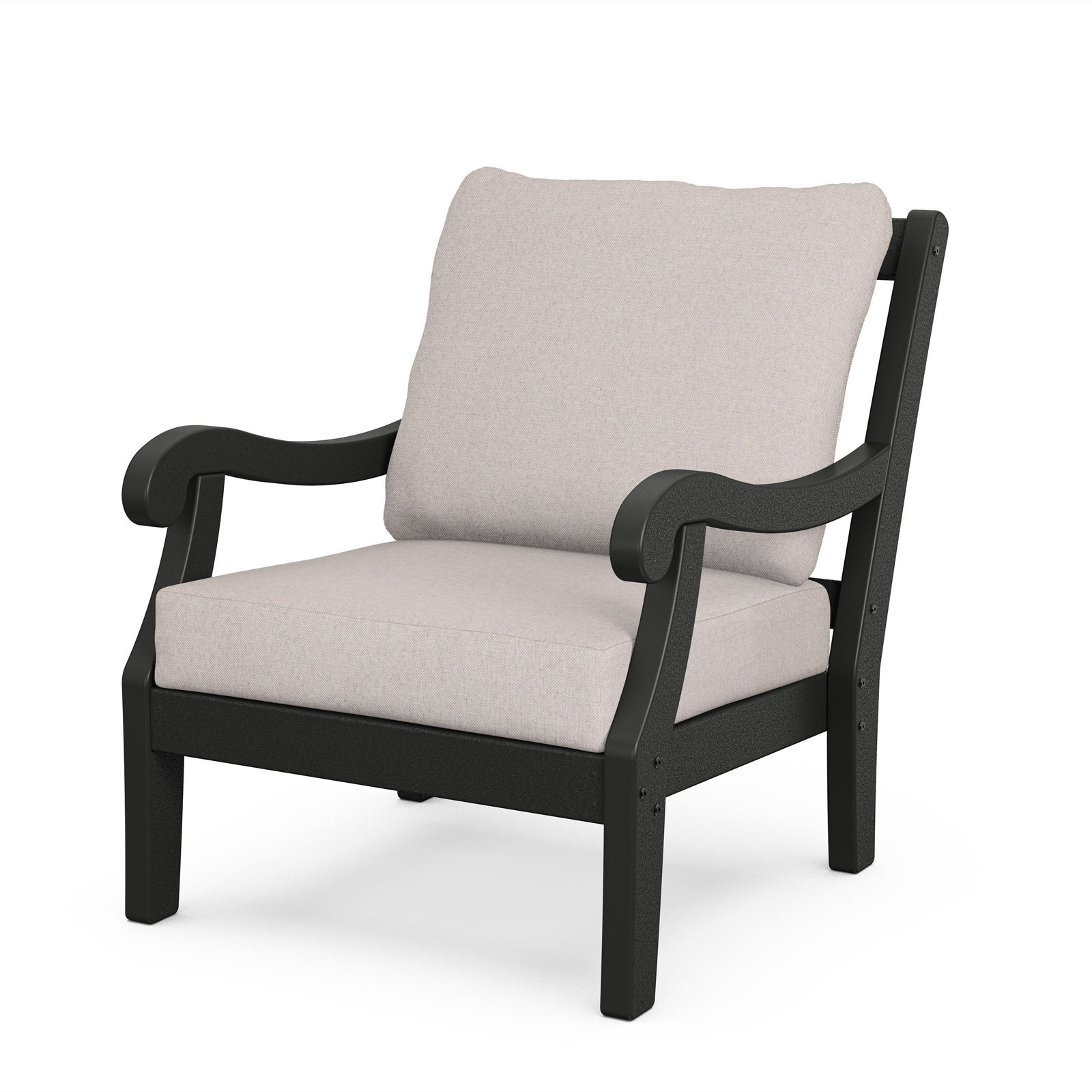 POLYWOOD® Verlyn 2-Person Patio Seating Group, Dune Burlap Cushion/Black Frame