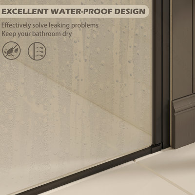 33-34" W ×72" H Frameless Pivot Shower Door, Pivot Swing Shower Glass Doors With 1/4"(6Mm) SGCC Clear Tempered Glass,Explosion-Proof Film, Reversible Installation, Matte Black