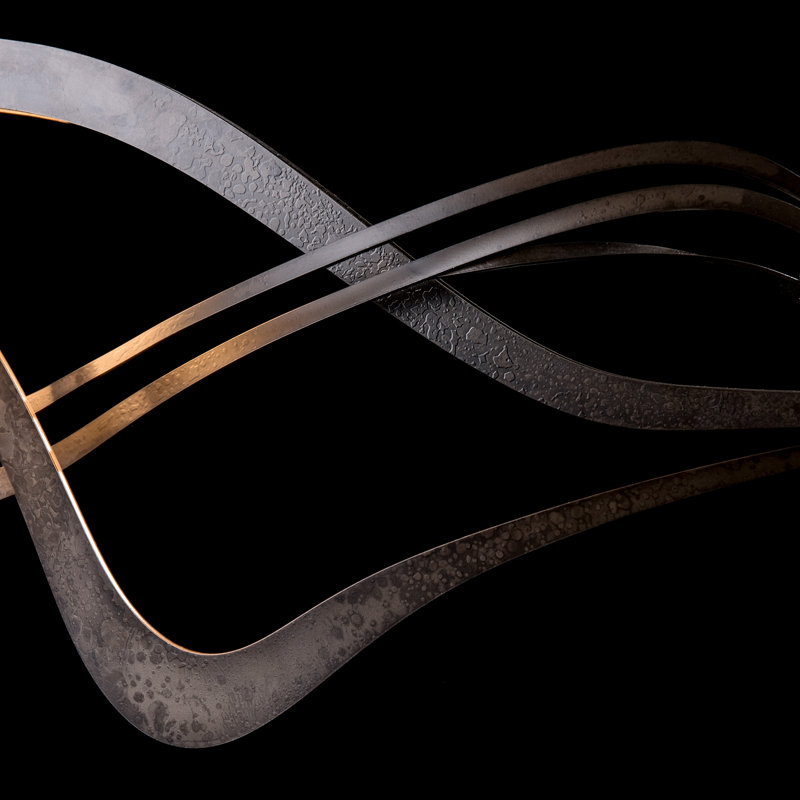 Crossing Waves 1 - Light Unique / Statement Geometric LED Pendant, Dark Smoke