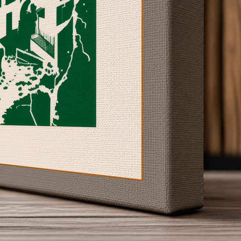 Hillside Town Modern - Wrapped Canvas, 36x24 - 91.4 x 61.0 cm, Taupe Border