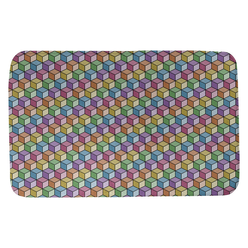 Tapis de bain cubique en arc-en-ciel Avicia, l 21 po x L 34 po, Pastel foncé