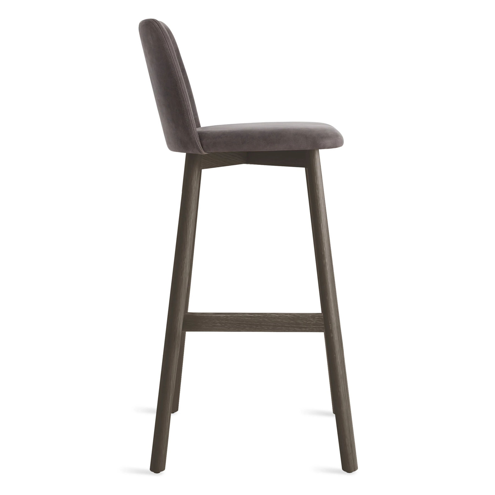 Chip Stool, Bar Stool (31" Seat Height), White Genuine Leather, Whitewashed Ash
