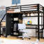 Lit mezzanine simple en métal noir avec bureau fonctionnel, tablette, armoire et marches de rangement, escalier - qualité artisanale-1241537280