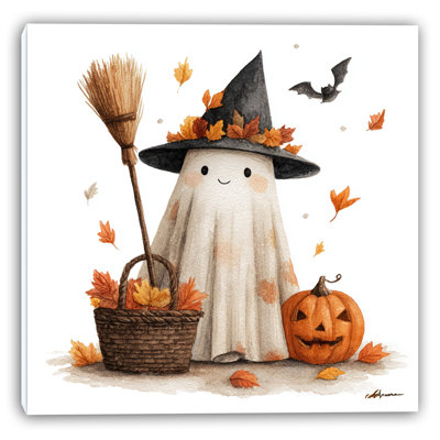 Autumn Ghost and Broom Wrapped Canvas Wall Art