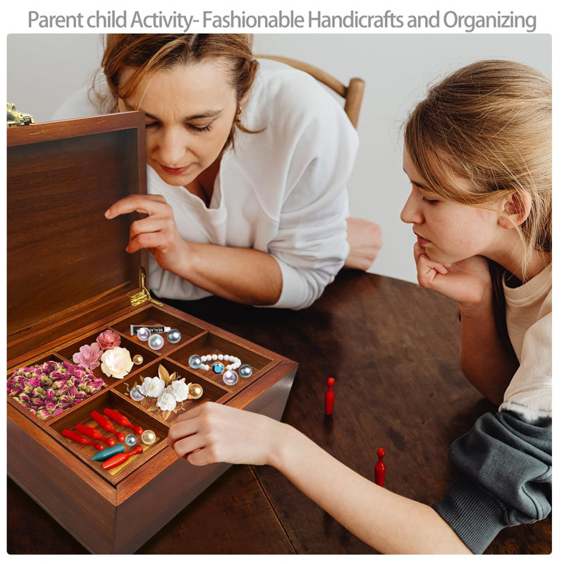 Large Acacia Wooden Storage Box With Hinged Lid And Combination Lock Decorative Box With Removable Tray Memory Box Keepsake Chest Stash Box Lockable Chest