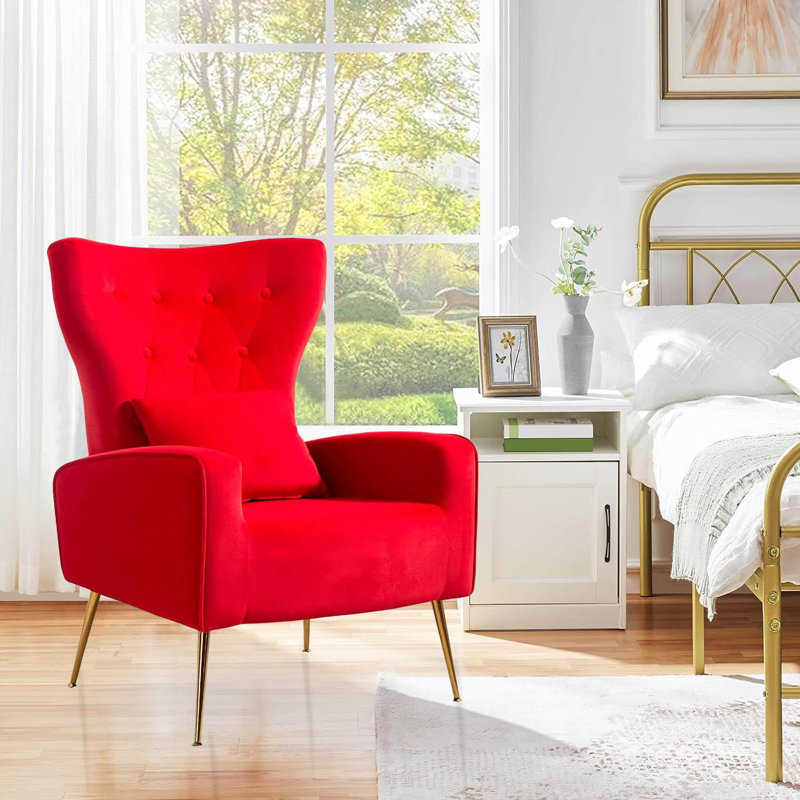 Velvet Armchair, Red