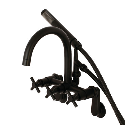 Concord Triple Handle Wall Mounted Clawfoot Tub Faucet with Diverter and Handshower