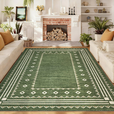 Tapis géométrique lavable à la machine à motif géométrique à motif de losanges, tapis antidérapant antidérapant pour salon et chambre à coucher
