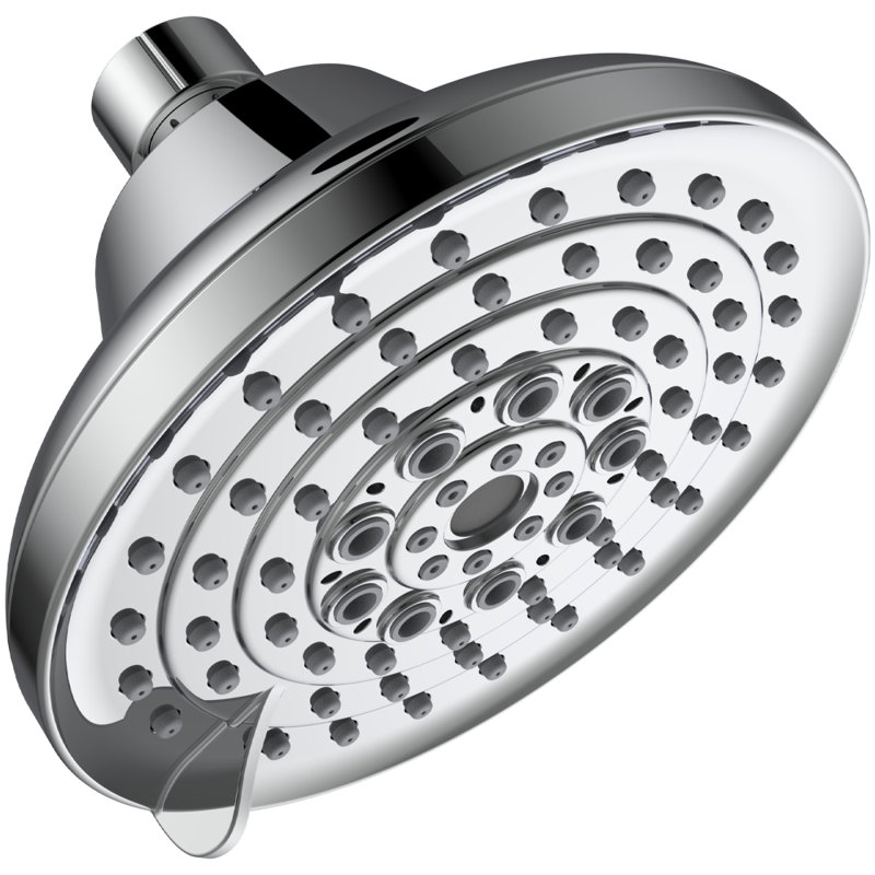 6 Spray Settings High Pressure Shower Head 5" Rain Fixed Showerhead - Adjustable Shower Head With Anti-Clogging Nozzles, Low Flow Easily Installation