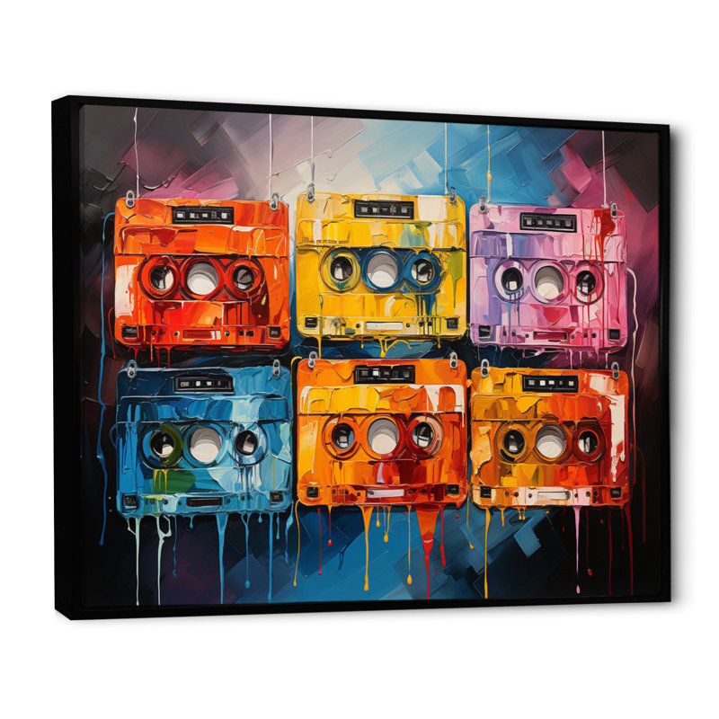 " Cassette Tapes Chromatic Cassettes ", Black Floater Framed, 12" H x 20" W x 1" D