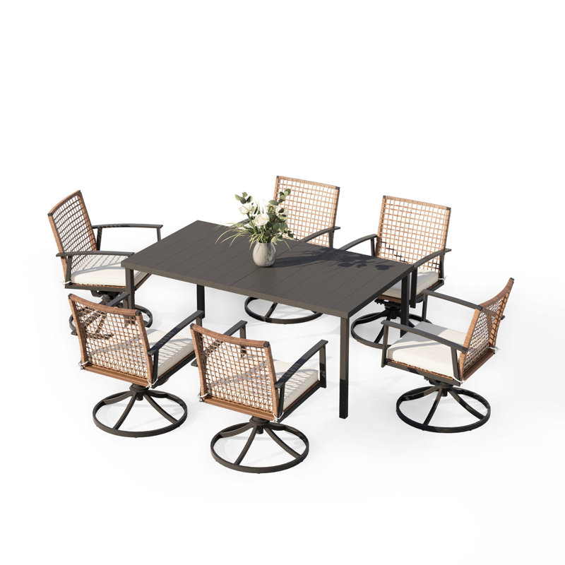 6 - Person Outdoor Swivel & Rocking  Dining Chairs Set