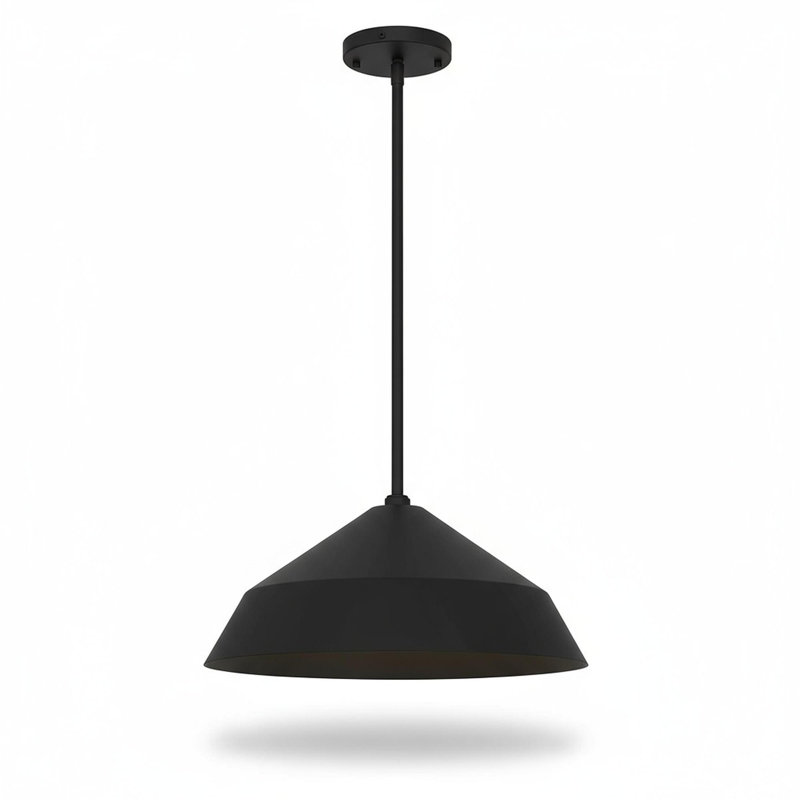 Luminaire suspendu à DEL noir de 14 pouces de diamètre intégré, H 6,38 po x l 14 po x P 14 po