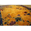 Tapis rectangulaire jaune / doré en laine noué à la main à motif floral orange des années 1920
