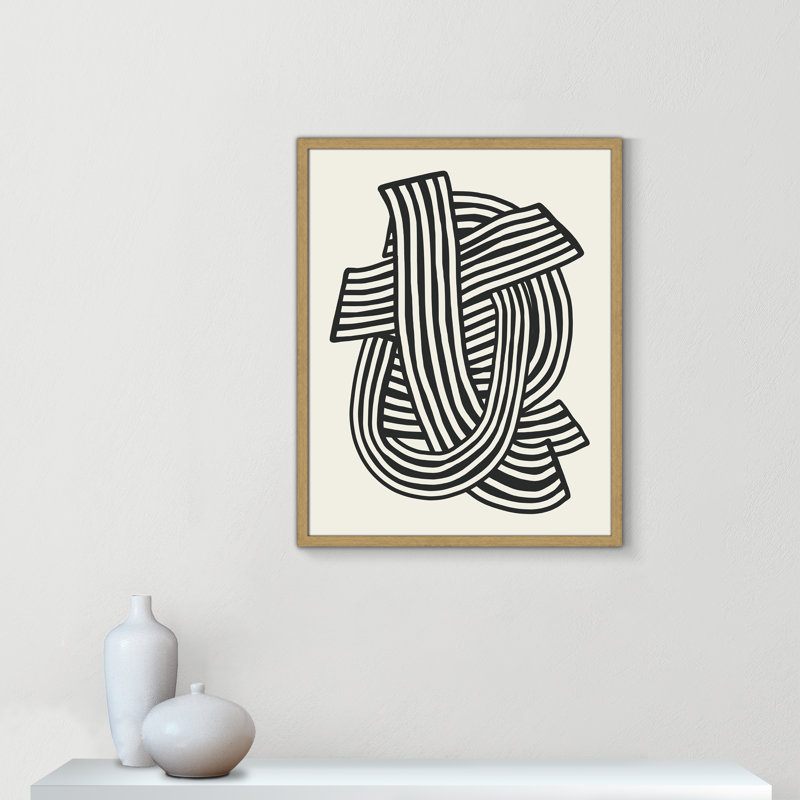 Rayures abstraites à imprimé noir par Dean, L 23,5 po x H 29,5 po, Impression encadrée, Natural Woodgrain