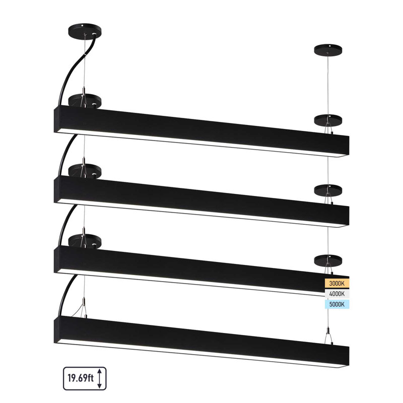Commercial Grade 4" LED Linkable Linear Lights, 3CCT Commercial Ceiling Lighting, 6500LM, Dimmable