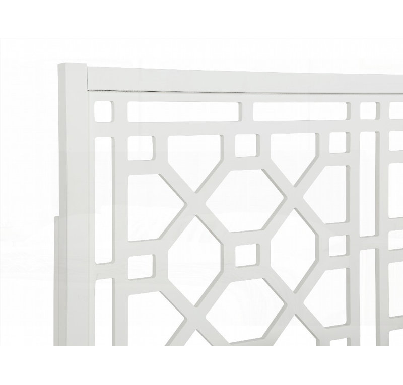 Tête de lit Queen / King Tabor Chippendale blanche - aucun sommier nécessaire, bois de peuplier durable, Grand lit
