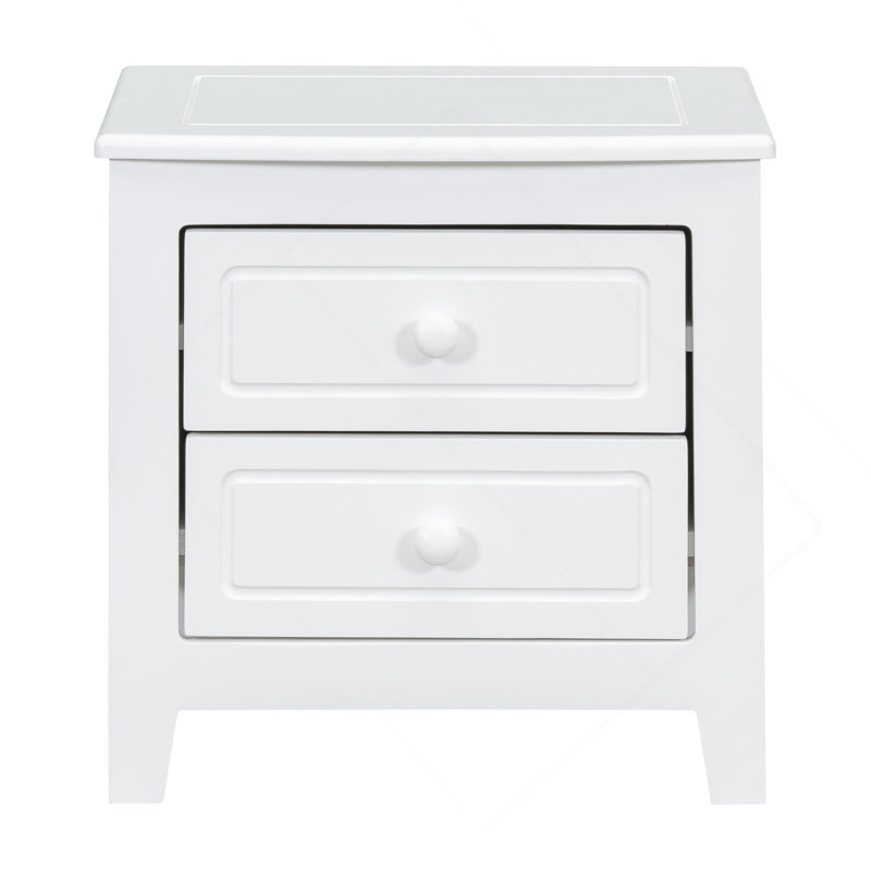 Table de chevet 2 tiroirs, Blanc