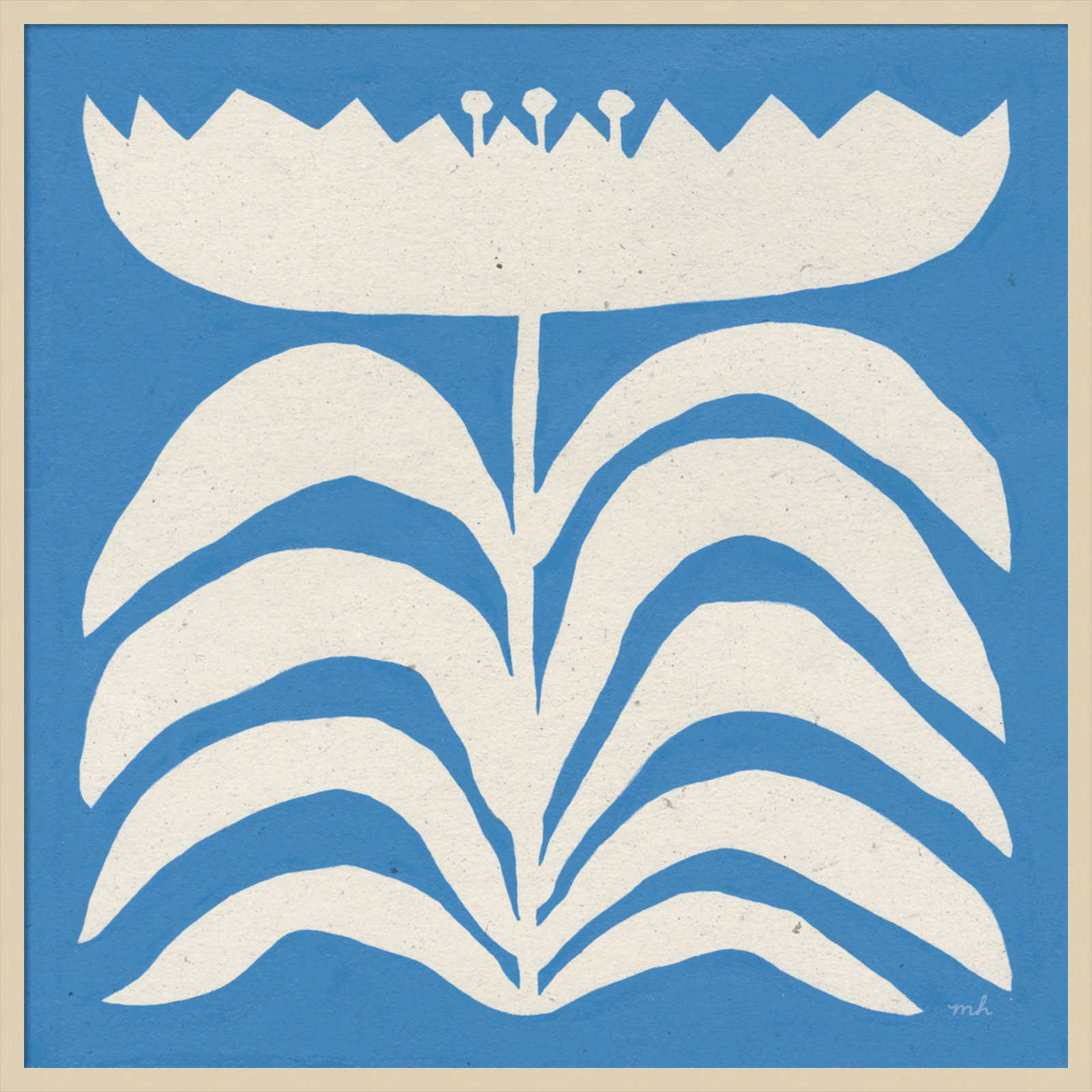 Delighted Floral II Blue Print, Brown, 41" H x 41" W x 1" D