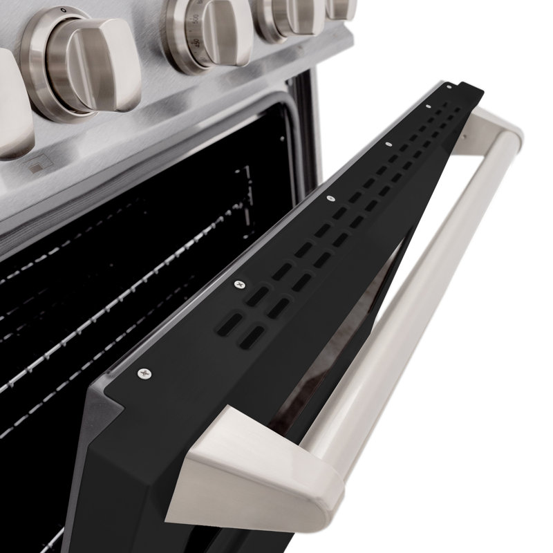 ZLINE 30" Classic DuraSnow Gas Range w/ 4 Burners & Convection Oven w/ White Door, Stainless Steel/Black