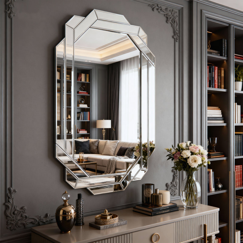Large Wall Mirror for Decor, Horizontal or Vertical Frameless Beveled Edge Mirror