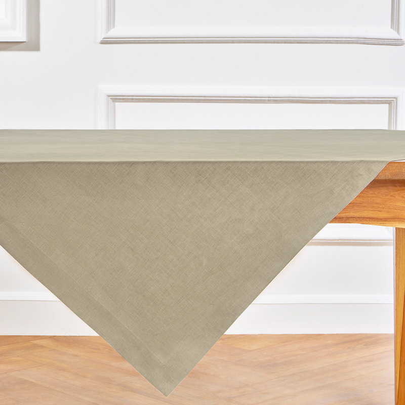 Fete - 100% Pure Linen Table Throw, Vintage Khaki, Solid Color