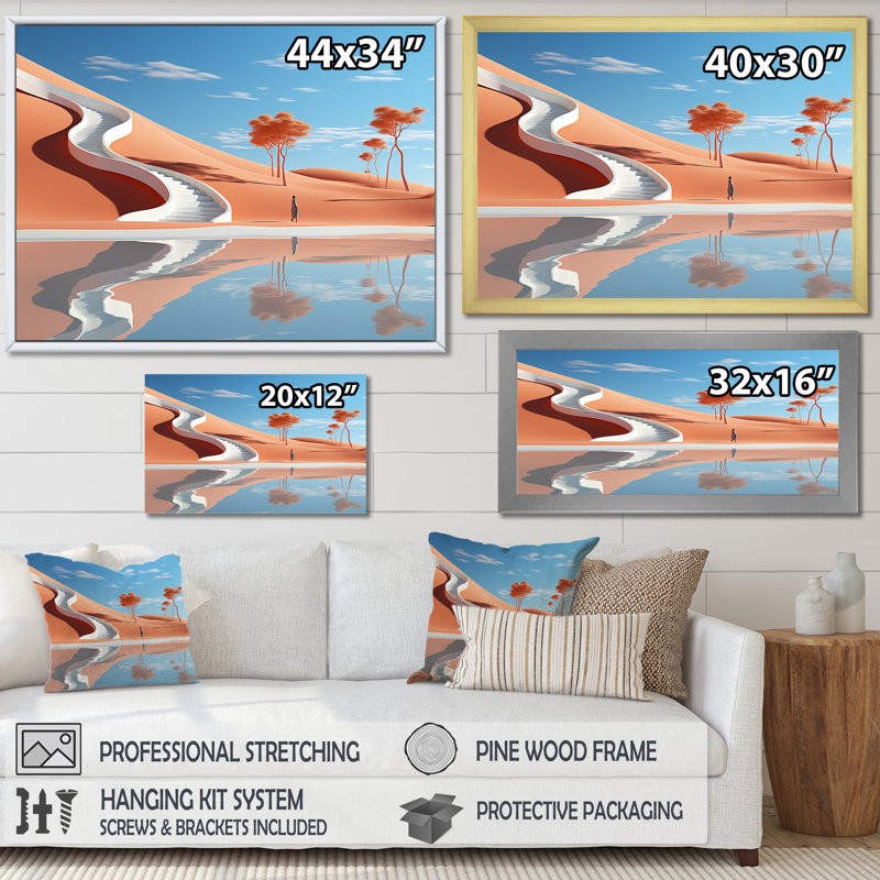 «Escaliers infinis surréels sur toile», Encadrement doré, H 12 po x l 20 po x P 1 po