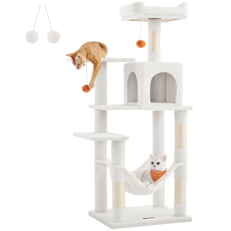 Maison pour chat 56 "à plusieurs niveaux, Blanc crème