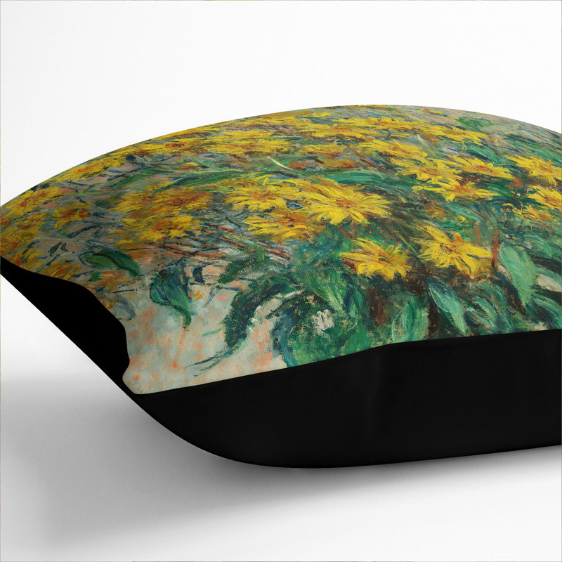 Floral Square Throw Cushion, Black, 40cm H x 40cm W x 15cm D