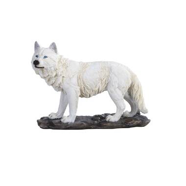 Hi-Line Gift Grey Wolf Cubs Hiding Under Log Statue