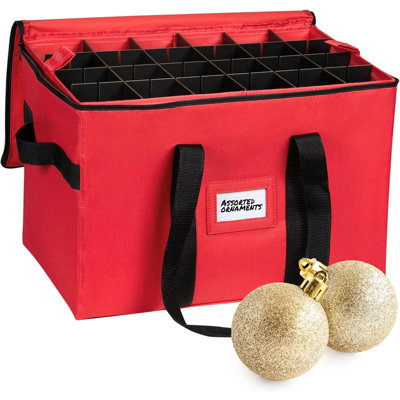 Boîte de rangement de Noël pouvant contenir jusqu'à 96 - ornement de 3 po avec séparateurs réglables