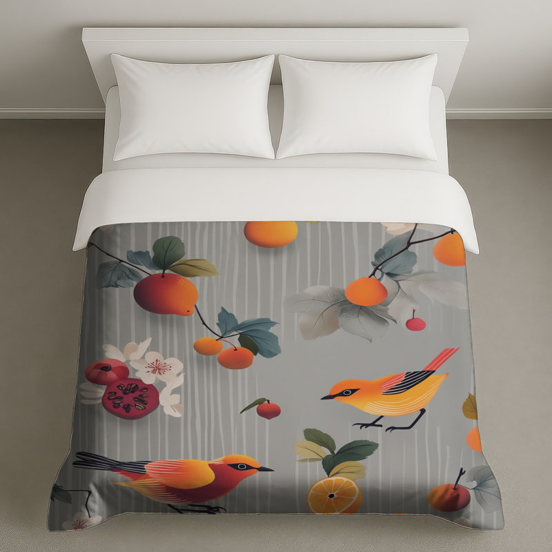 Oiseaux avec fruits Housses de couette, Lit simple