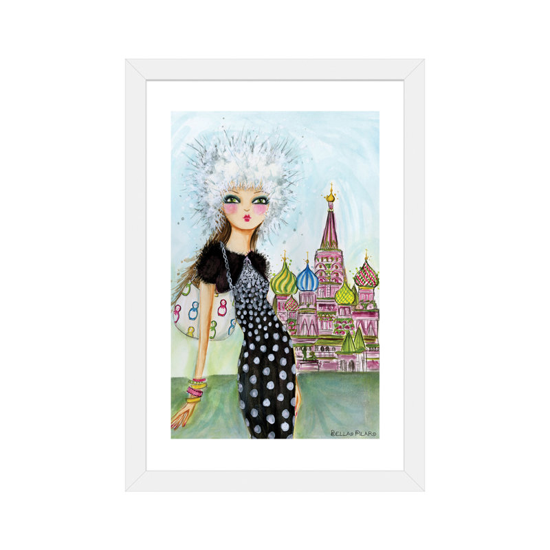 Art de Moscou, H 24 po x l 16 po x P 1 po, Papier avec cadre blanc