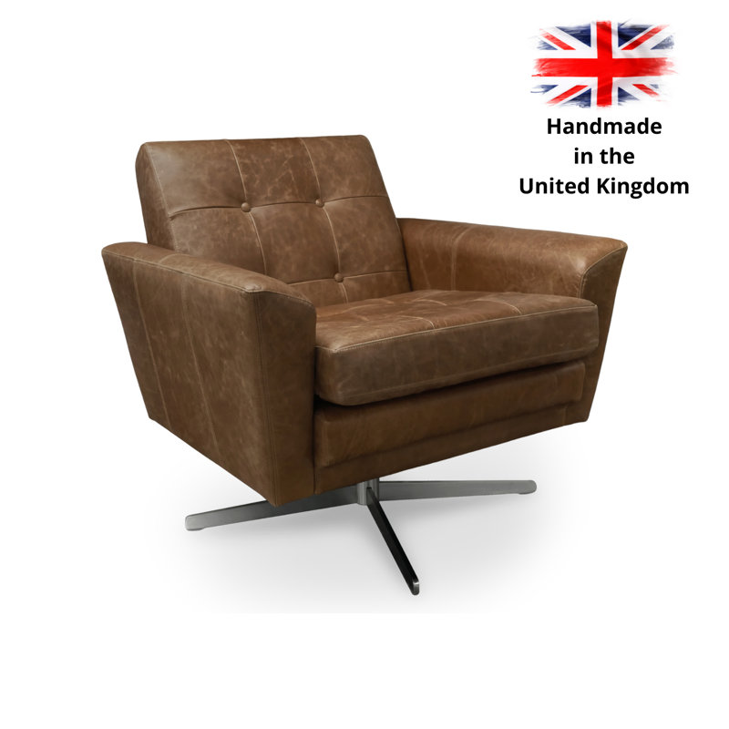 Begay Upholstered Swivel Armchair, Brown