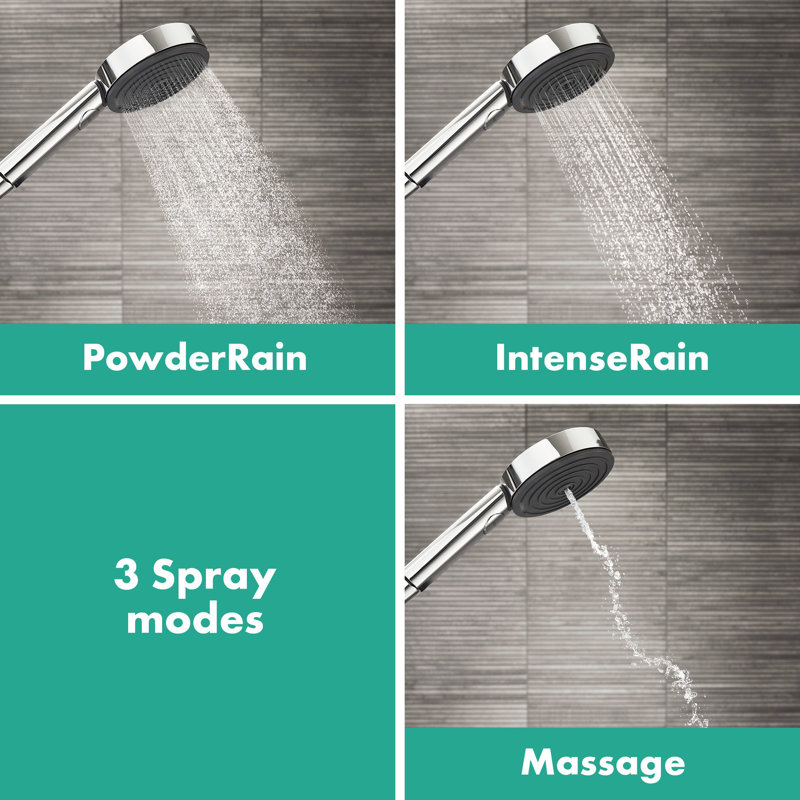hansgrohe Pulsify S Wallbar Set 105 3-Jet, 1.75 GPM, Matte Black