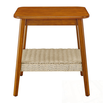 End Table With Woven Shelf