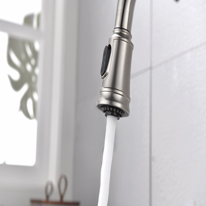 Single Handle High Arc Pull Out Kitchen Faucet,Single Level Stainless Steel Kitchen Sink Faucets With Pull Down Sprayer