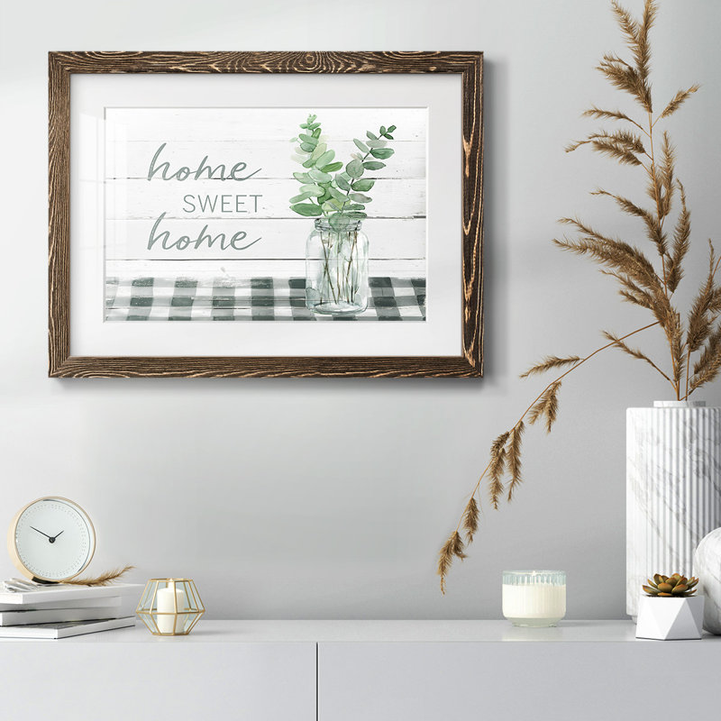 «Eucalyptus Home Sweet Home», reproduction encadrée rustique avec tableau mat, Noyer, H 22 po x l 32 po