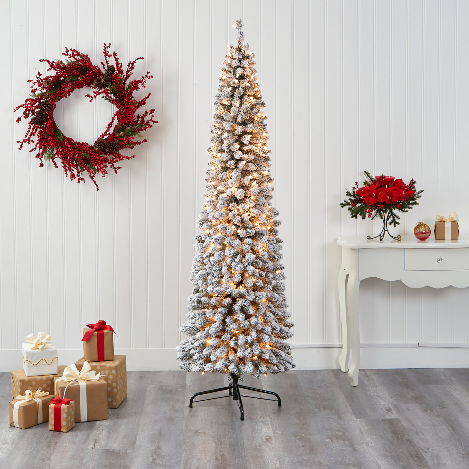 Lighted Artificial Christmas Tree, 7' H