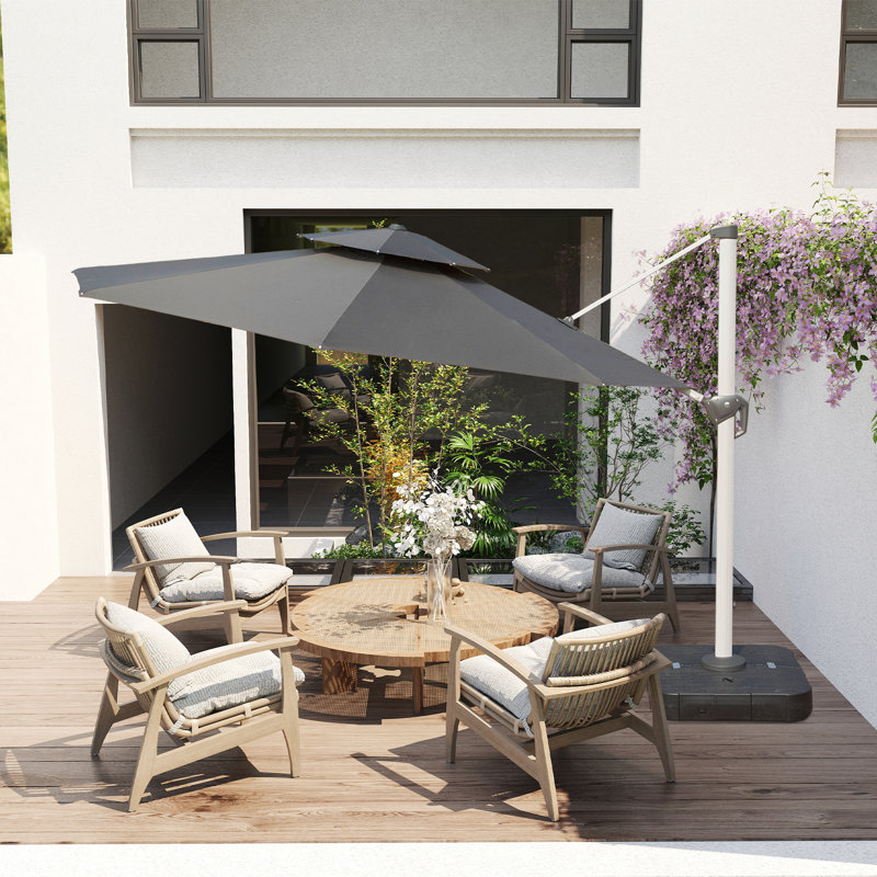 Parasol en porte-à-faux de 128 po Dermont, Gris