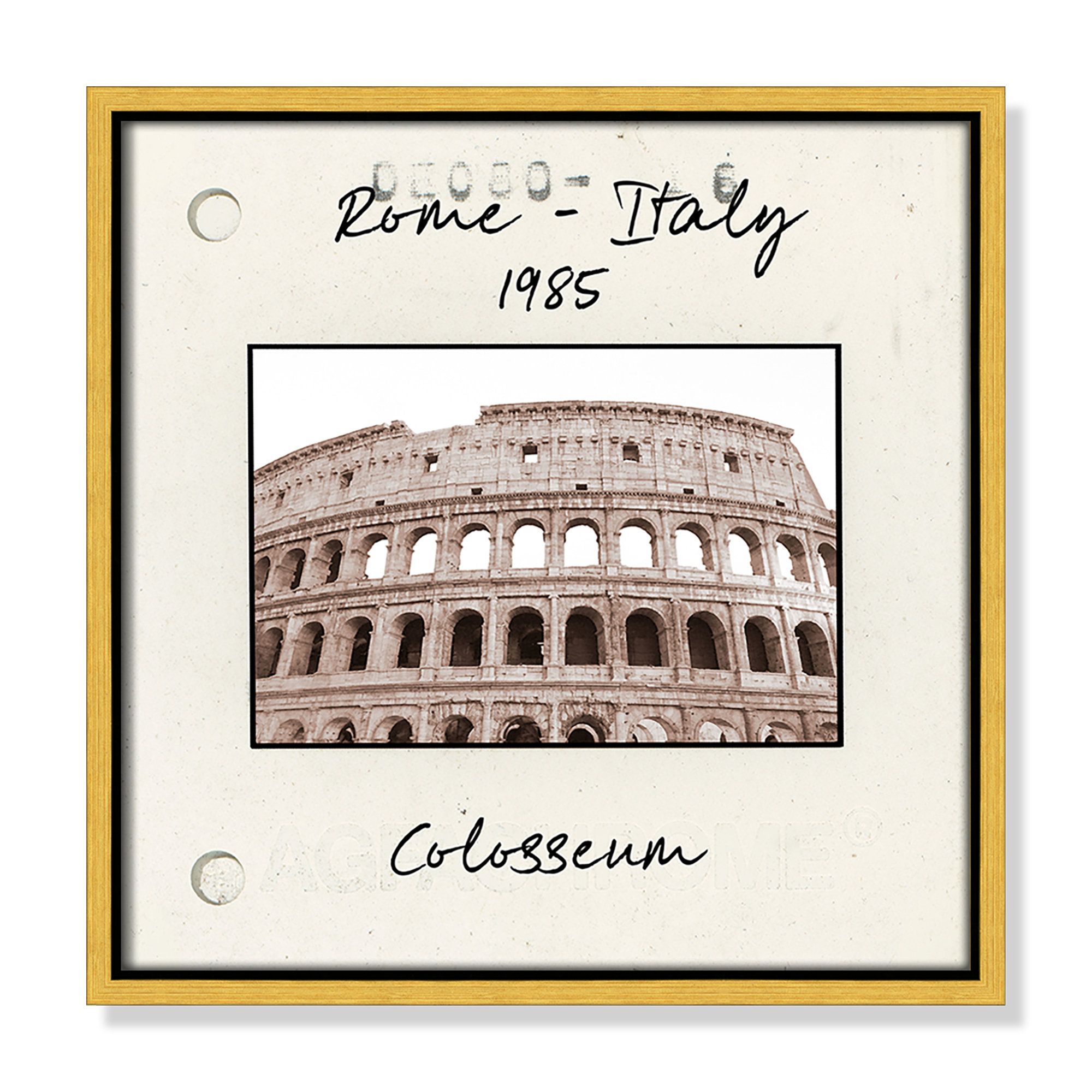 Rome, Italy - Colosseum Print by Natalie Carpentieri, 13.5" H x 13.5" W x 2" D, Gold Floater Framed Canvas